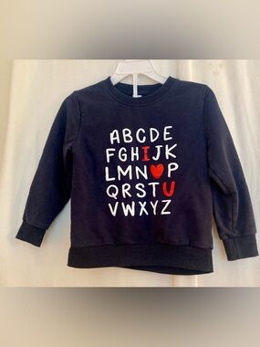 Kids Navy Alphabet Crewneck Sweatshirt with Red I❤️U Accent Size 5T